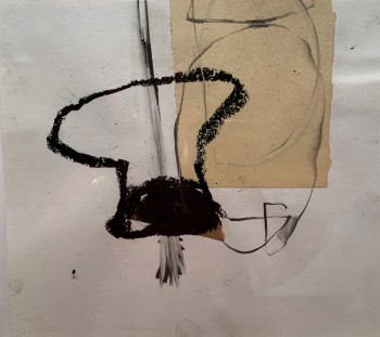 Nr. 5 Kaum noch aufzuhalten 1990-2020 Ölkr., Collage, Graftstift a. Kart. 21 x 19 cm