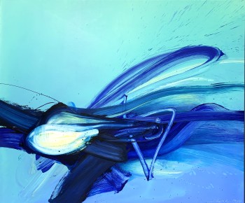 Nr. 2 Fließend auf Blau 1999 Öl a. Lw. 100 x 120 cm