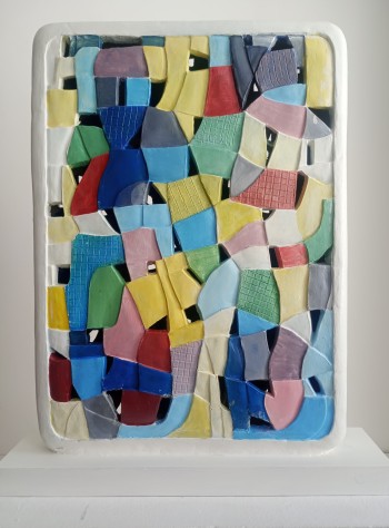 Nr. 3 Tablet für Frieden II Ton bemalt 45 x 32 x 6 cm