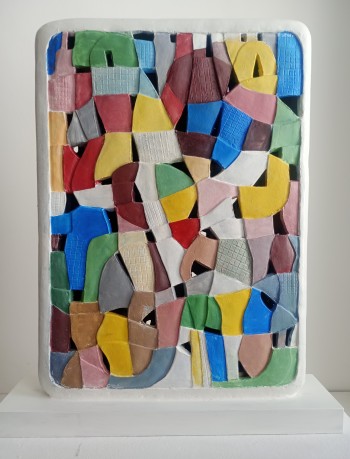 Nr. 2 Tablet für Frieden I Ton bemalt 45 x 32 x 6 cm