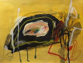 Nr. 10  In der Mitte Schwarz, Umgebung gelb 25,2 x 32,7 cm