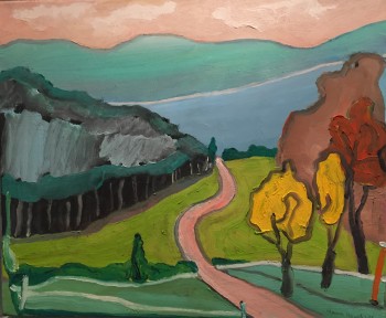 Nr. 13 Landschaft Weg zum See 2011 Öl a. Lw. 50 x 60 cm