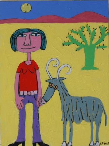 Nr. 44 In der Rub al Khali 2025 Acryl u. Kohle a. Holz 40 x 30 cm