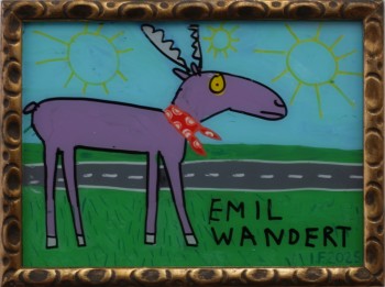 Nr. 54 Emil wandert 2025 Hinterglasmalerei 18 x 25 cm