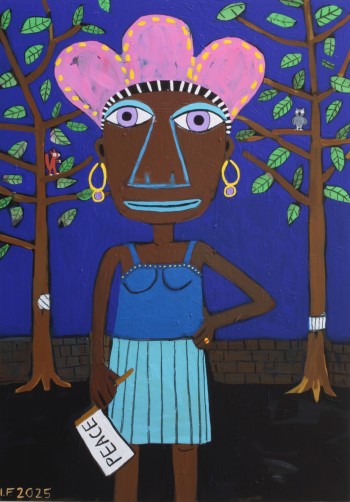 Nr. 28 Peace 2025 Acryl u. Kohle a. Holz 100 x 70 cm