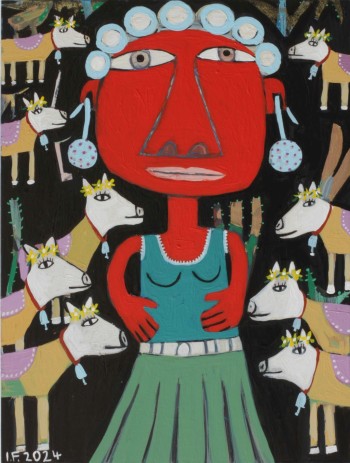 Nr. 46 Unter Kühen 2024 Acryl a. Holz 40 x 30 cm