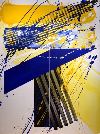 Nr. 26 I (4) 97 26.8.97 A L P 1997 Öl a. Lw. 100 x 75 cm