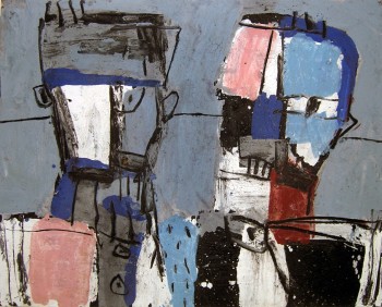 Nr. 55 Zwei Köpfe 2010 Öl-Mischtechnik 100 x 80 cm