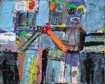 Nr. 56 Bunte Gruppe 2022 Öl-Mischt. a. Lw. 80 x 100 cm