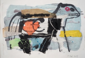 Nr. 72 Getragensein 2  2025 Monotypie Coll. 25 x 40 cm