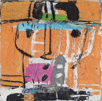 Nr. 42 Kopf 4  2025  Öl, Collage a. Lw. 20 x 20 cm