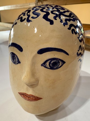 Nr. 6 Kopf 1 Lockenblau Keramik Unterglasurfarbe H 26 x B 20 x T 23 cm